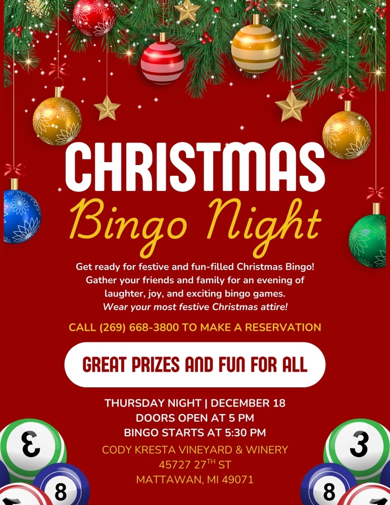 Red And White Illustrative Christmas Bingo Night Flyer – 1
