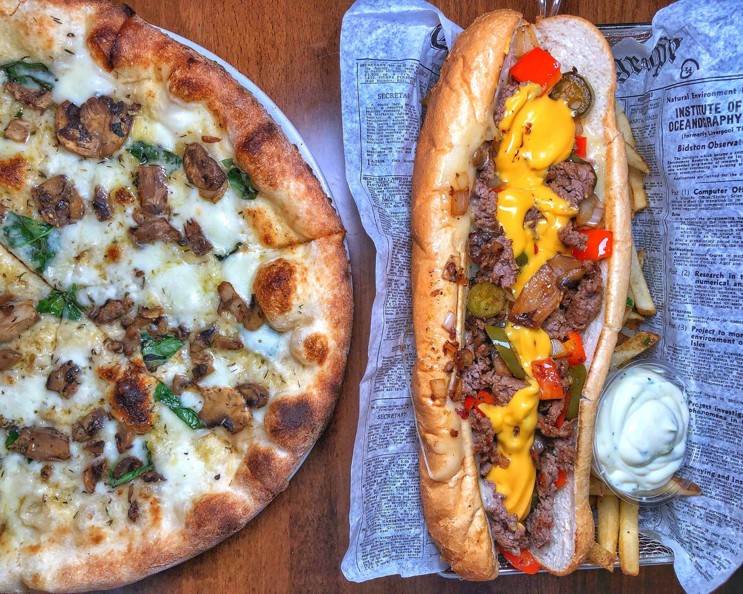 cheese steak and pizza